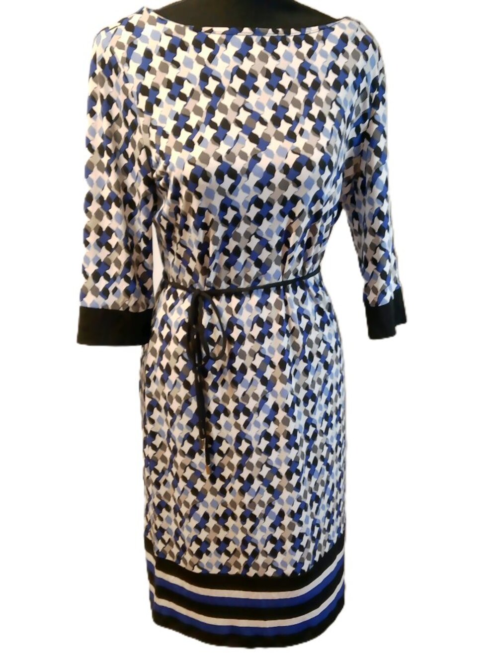 Liz Claiborne Geometric Print Shift Dress with Belt Size S